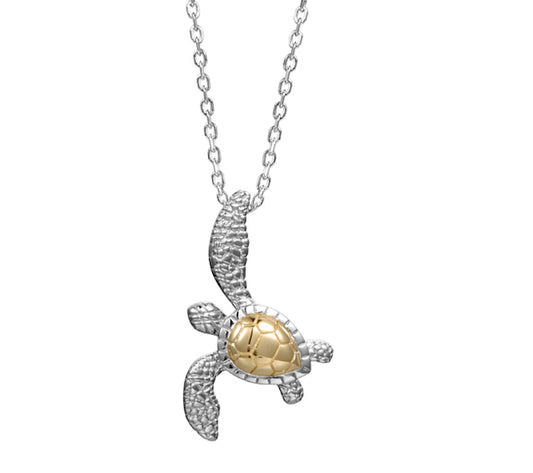 Sterling Silver & 14k Yellow Gold Turtle