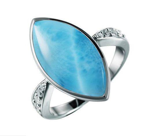 Larimar & Swarovski Marquise Ring