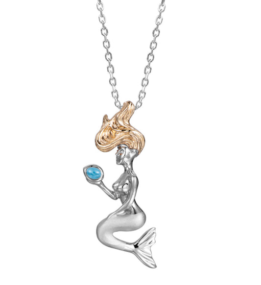 Larimar Mermaid Pendant 14k/Silver