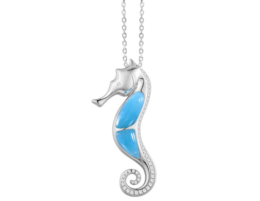 Larimar and Swarovski Seahorse Pendant