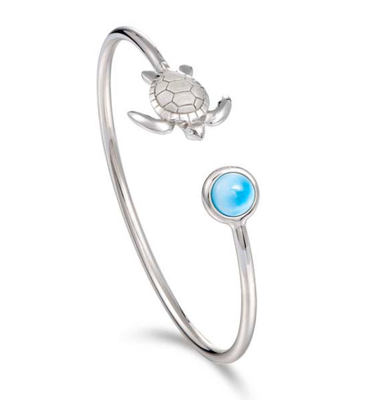 Larimar and Turtle Cuff Bracelet