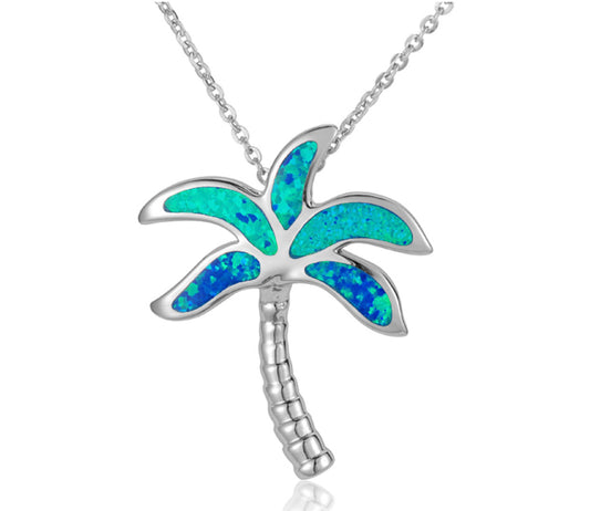 Opal Palm Tree Pendant