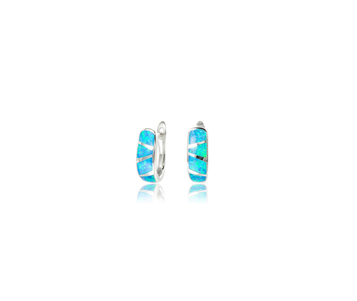 Blue Opal Oval Hoops